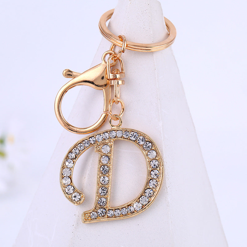 Wholesale Zinc Alloy 26 English Alphabet Rhinestone Keychain
